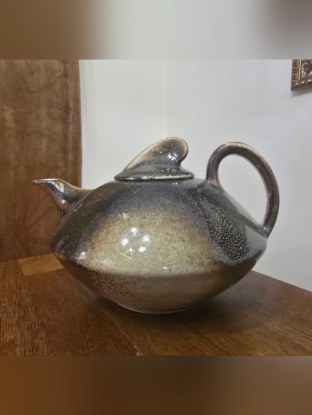 VTG French Poterie Guibert Lamoura UFO Teapot C Guibert Modernist Craft MCM